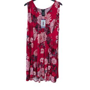 Women's NWT PREMISE sleeveless floral shift dress, red multi, size XXL